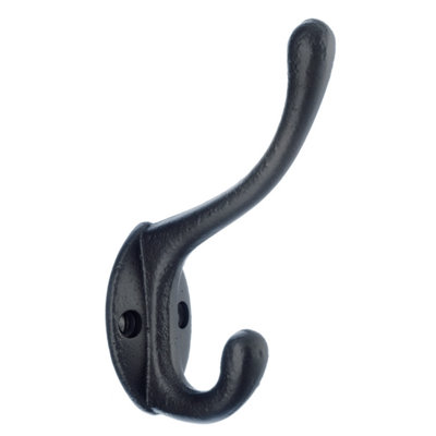 BESLAGSBODEN - Rustic Single Hat and Coat Hook in Black Wrought Iron, Height 160 mm