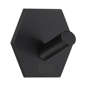 BESLAGSBODEN - Single Hook, Hexagon, Self-adhesive, Black