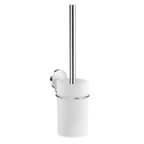 BESLAGSBODEN - Toilet Brush, Self-adhesive, Chrome/White container