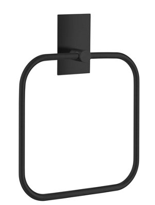 BESLAGSBODEN - Towel ring. Black. Self-adhesive. Ring 168 x 168 mm.