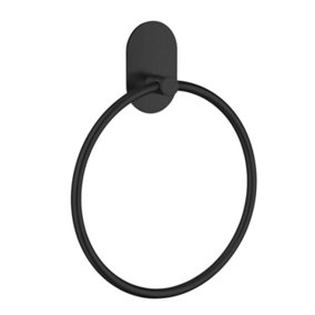 BESLAGSBODEN - Towel ring. Black. Self-adhesive. Ring diam 168 mm.