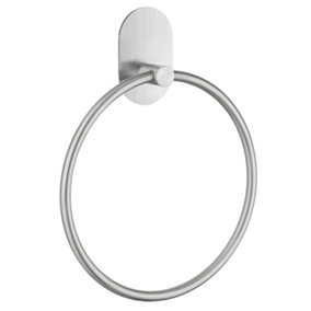 BESLAGSBODEN - Towel ring, self-adhesive, brushed stainless steel