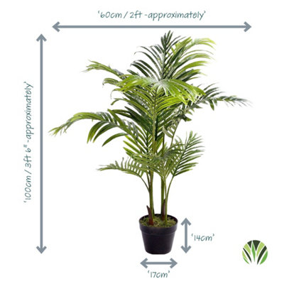 Best Artificial 100cm - 3ft 6" Areca Palm Tree - Indoor Outdoor