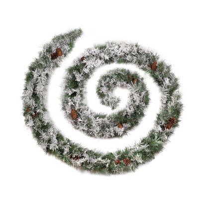 Best Artificial 12ft Frosted Colorado Christmas Garland Bannister Fireplace Staircase