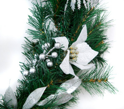 Best Artificial 12ft White & Silver Decorated Christmas Garland Banister Fireplace Staircase