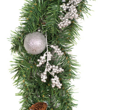 Best Artificial 12ft White & Silver Decorated Christmas Garland with 100 Bright White battery lights
