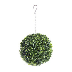 Best Artificial 23cm Green Boxwood Buxus Grass Hanging Basket Topiary Ball - Suitable for Outdoor Use - Weather & Fade Resistant