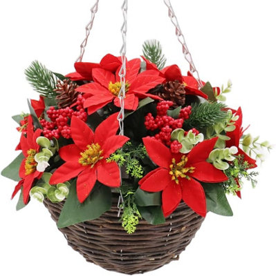 Best Artificial 28cm Red Poinsettia Flower Christmas Decoration Hanging ...