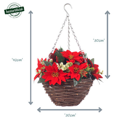 Best Artificial 28cm Red Poinsettia Flower Christmas Decoration Hanging ...