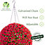 Best Artificial 28cm Red Rose Hanging Basket Flower Topiary Ball - Suitable for Outdoor Use - Weather & Fade Resistant