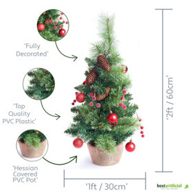 Best Artificial 2ft - 60cm Red Christmas Tree