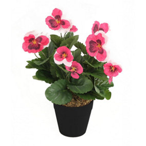 Best Artificial 30cm Pink Pansy Plug Plant - Pot Not Included
