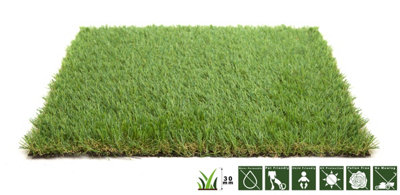 Best Artificial 30mm Grass 1mx4m (3.3ft x 13.1ft) - 4m�² Child & Pet Friendly Easy Install Turf Roll UV Stable Artificial Lawn