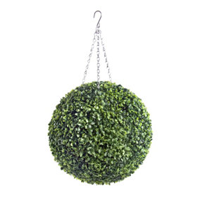 Best Artificial 35cm Green Boxwood Buxus Grass Hanging Basket Topiary Ball - Suitable for Outdoor Use - Weather & Fade Resistant