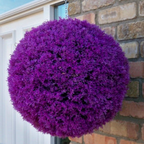 Best Artificial 36cm Purple Heather Hanging Basket Flower Topiary Ball - Suitable for Outdoor Use - Weather & Fade Resistant