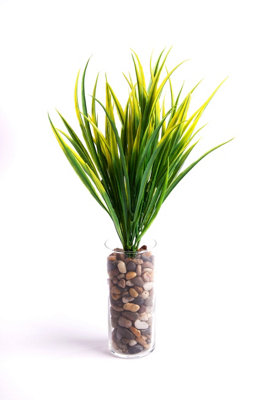 Best Artificial 38cm Yellow Grass Spray for display planters