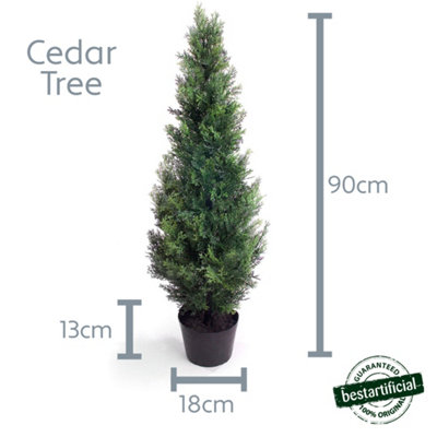 Best Artificial 3ft - 90cm Potted Cedar Topiary Tree - Suitable for Outdoor Use - Weather & Fade Resistant