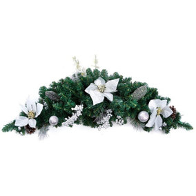 Best Artificial 3ft White/Silver Decorated Christmas Swag Arch