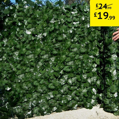 Best Artificial 3m x 0.5m English Ivy Leaf Screening  Hedging Roll - UV Protected