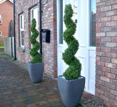 Best Artificial 4ft - 120cm Green Boxwood Spiral Topiary Tree - Suitable for Outdoor Use - Weather & Fade Resistant