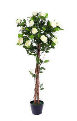 Best Artificial 4ft - 120cm White Rose Flower Tree