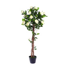 Best Artificial 4ft - 120cm White Rose Flower Tree