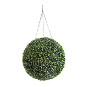 Best Artificial 50cm Green Boxwood Buxus Grass Hanging Basket Topiary Ball - Suitable for Outdoor Use - Weather & Fade Resistant
