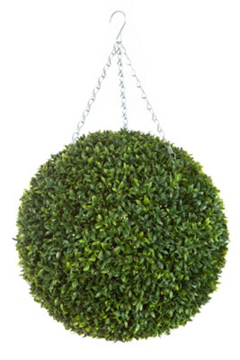 Best Artificial 50cm Green Olive Grass Hanging Basket Topiary Ball - Suitable for Outdoor Use - Weather & Fade Resistant