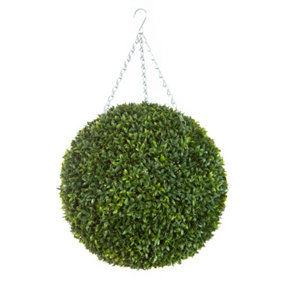 Best Artificial 50cm Green Olive Grass Hanging Basket Topiary Ball - Suitable for Outdoor Use - Weather & Fade Resistant