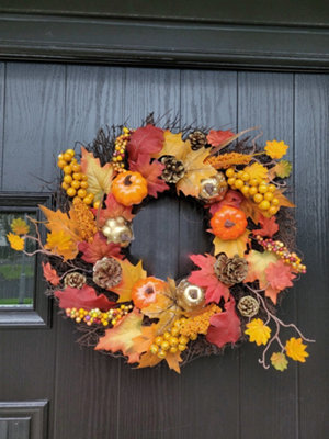 Best Artificial 50cm Wicker Autumn Winter Halloween Wreath | DIY at B&Q