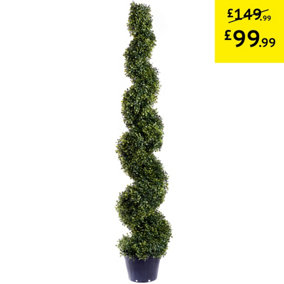 Best Artificial 5ft - 150cm Green Boxwood Spiral Topiary Tree - Suitable for Outdoor Use - Weather & Fade Resistant