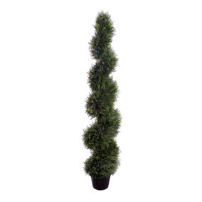 Best Artificial 5ft - 150cm Green Cedar Spiral Topiary Tree - Suitable for Outdoor Use - Weather & Fade Resistant