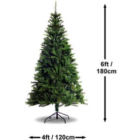 Best Artificial 6ft (180cm) Colorado Pine Hinged Thick Indoor full Christmas Tree with metal stand for Home or Business