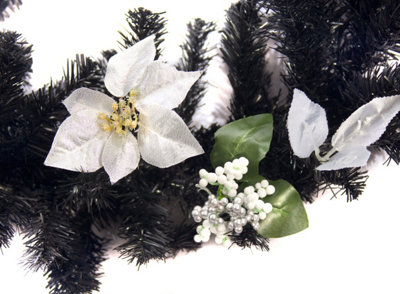 Best Artificial 6ft Black & Silver Decorated Christmas Garland with 50 bright white battery lights