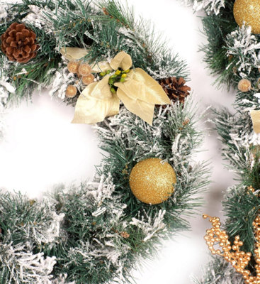 Best Artificial 6ft Frosted Gold Christmas Garland with 50 Bright White battery lights