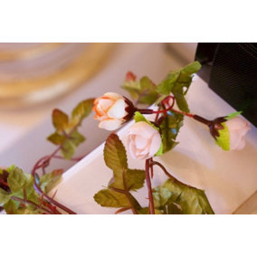Best Artificial 7ft Silk Mini Rose Garland / Warm White