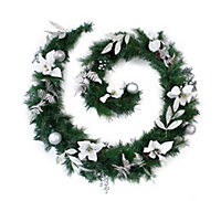 Best Artificial 9ft White & Silver Decorated Christmas Garland