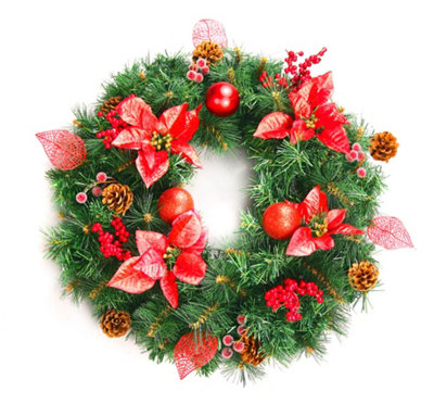 Best Artificial Christmas 60cm Red Decorated Wreath Price Comparisons | Compare The Build