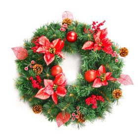 Best Artificial Christmas 60cm Red Decorated Wreath