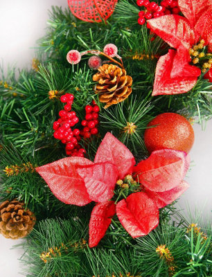 Best Artificial Christmas 6ft Red Decorated Garland - 3