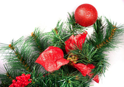 Best Artificial Christmas 6ft Red Decorated Garland - 4