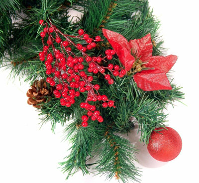Best Artificial Christmas 6ft Red Decorated Garland - 6