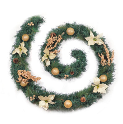 Best Artificial Christmas 9ft Gold Decorated Garland