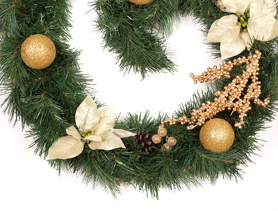 Best Artificial Christmas 9ft Gold Decorated Garland