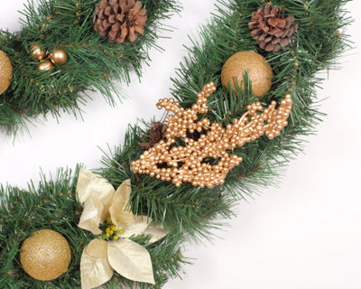 Best Artificial Christmas 9ft Gold Decorated Garland - 4