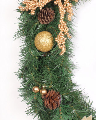 Best Artificial Christmas 9ft Gold Decorated Garland - 5