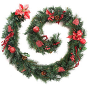 Best Artificial Christmas 9ft Red Decorated Garland