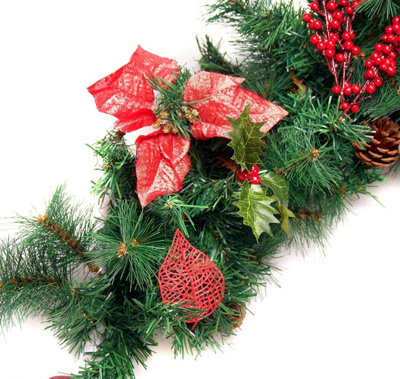 Best Artificial Christmas 9ft Red Decorated Garland