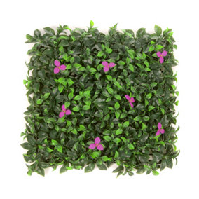 Best Artificial Laurel Leaf Pink Flower Hedging Mat - 50cm x 50cm (20" x 20") UV Stable