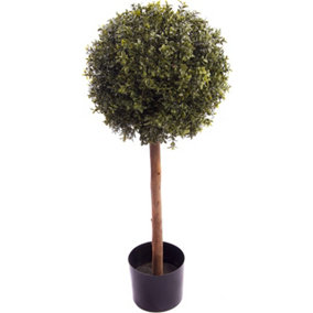 Best Artificial Natural Look 3ft 90cm Boxwood Topiary Single Ball Tree UV Fade Protected